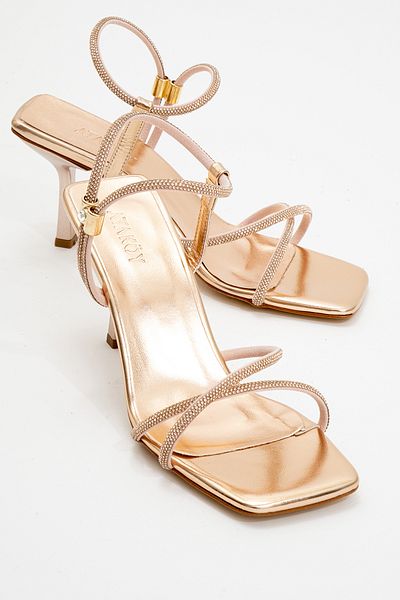 Ataköy Ayakkabı WOMEN'S METALLIC STONE HEEL SHOES