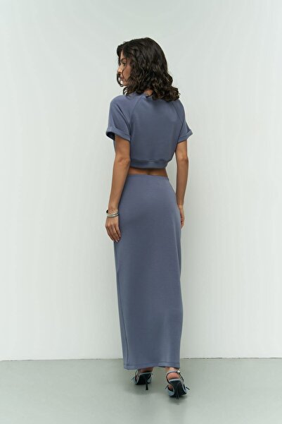 MAI STUDIOS CO. Paloma Indigo Crop szoknya és felső szett