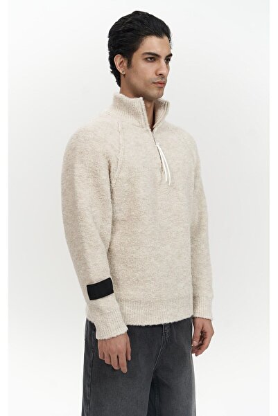 MAI STUDIOS CO. Zane Застібка-блискавка Деталь Бежевий Чоловічий Трикотажний Светр