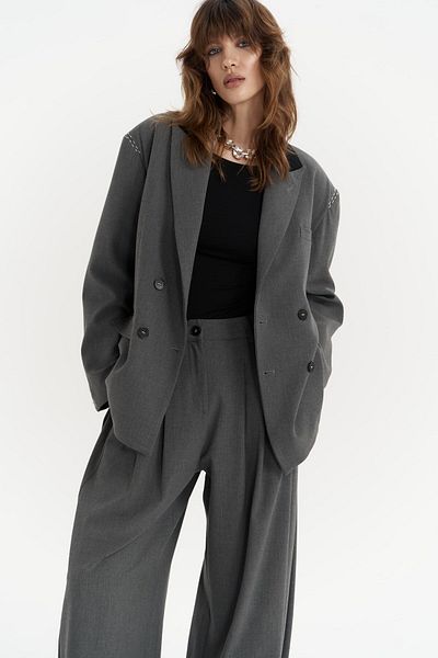 MAİ COLLECTİON Blazer afumat - İva cu detaliu de broderie
