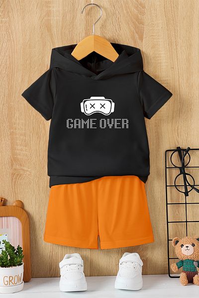 MYADA New Season Hooded Virtual Glasses Printed 2-Piece Children's Set 23387