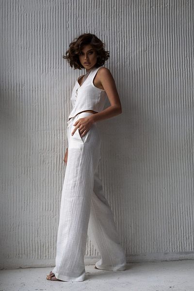 BOHEMAİ Σετ γιλέκο-παντελόνι Clover White Muslin