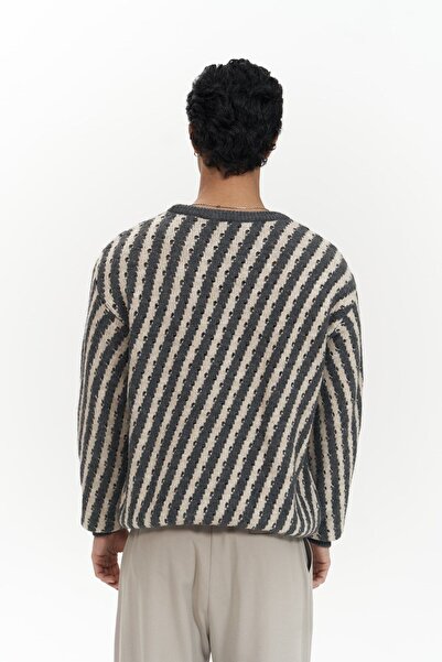 MAI STUDIOS CO. Ανδρικό πλεκτό πουλόβερ Elijah ριγέ ανθρακί