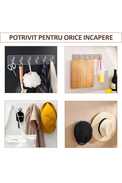 NEXTLY Σετ 10 αυτοκόλλητων κρεμάστρων με 6 γάντζους, για μπάνιο/διάδρομο/κουζίνα, ισχυρή κόλλα