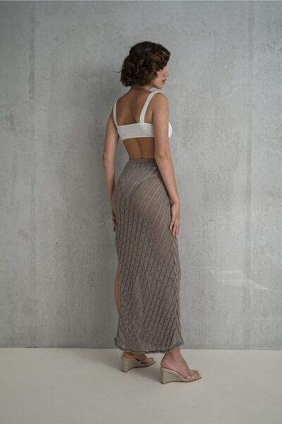 BOHEMAİ Fustă tricotaje din nurcă cu detaliu frânghie Yolanda