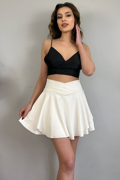 Jacarsman Women's High Waist Flared Flight Flight Mini Bell Skirt White