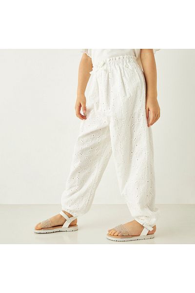 ELIGO Schiffli Textured Pants with Elasticated Waistband