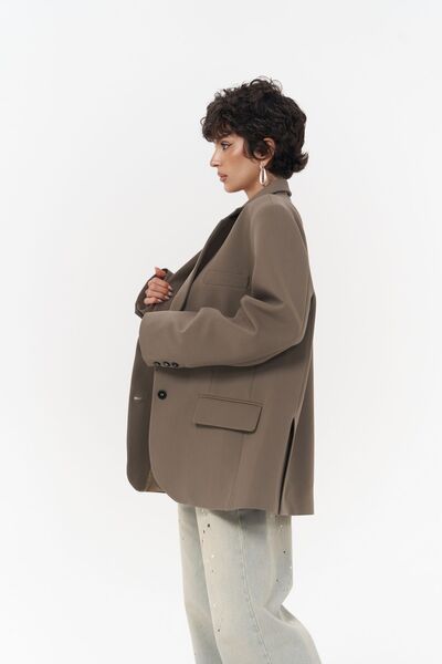 MAI STUDIOS CO. Emma Stitching Detail Khaki Blazer