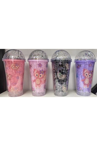 Honney Boutique Led 3D Colorful Lighted Mica Water Bottle Flask Water Bottle Cocktail Glass with Straw Lighted Figure