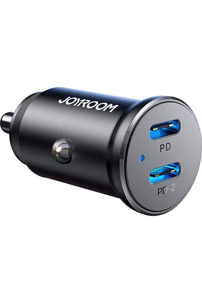 REDz Accessories Adaptor auto Joyroom Jr-ccn06, 2 x Type-C, încărcare rapidă 30w, negru