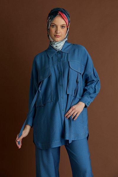 Setrms Cargo Pocket Sports Stitched Stripe Detailed Tunic