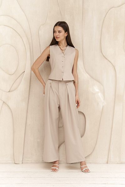 MAİ COLLECTİON Rianto Dark Beige Short Vest