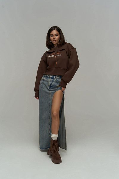 MAİ COLLECTİON Φούτερ Creative Brown Crop