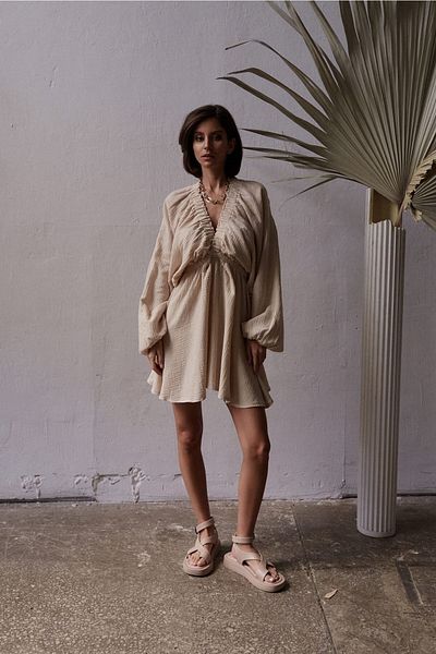BOHEMAİ Φόρεμα Grace Beige Μουσελίνα