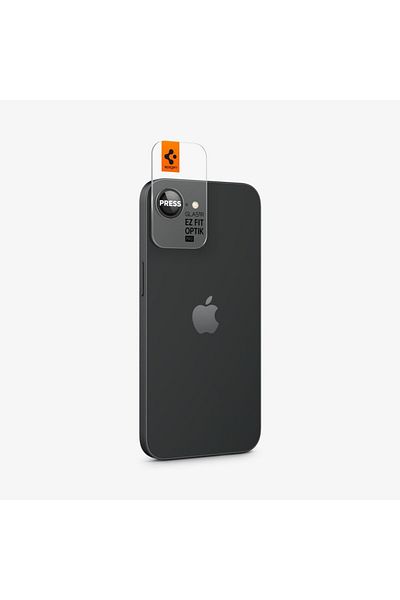 Spigen GLAStR EZ-Fit Optik PRO Camera Lens Screen Protector designed for iPhone 16E - Black [2 Pack]