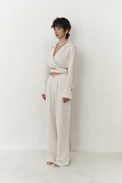 BOHEMAİ Σετ παντελόνι μπεζ Crop - Estila