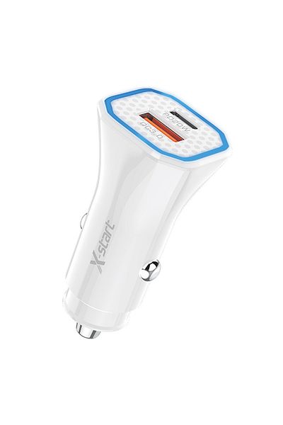 REDz Accessories Adaptor auto X-start CC116, porturi duble, USB tip C, încărcare rapidă 38 W, alb
