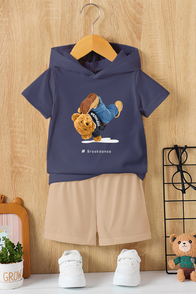 MYADA Premium brejkdenserski medvedić Štampano 2-dijelni dečiji set 19190