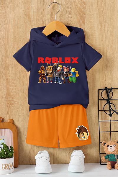 MYADA طقم أطفال بغطاء للرأس من الموسم الجديد مكون من قطعتين مطبوع عليه شخصية Roblox 23407