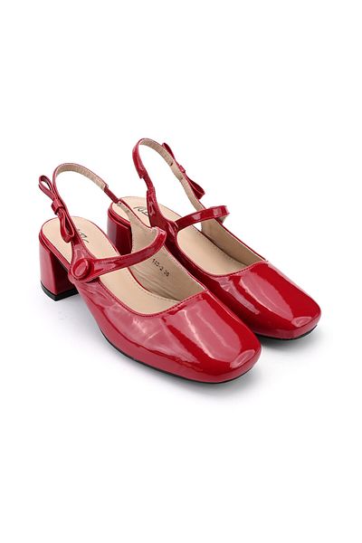 Tmall Women's casual shoes, with thick heels, made of eco-leather, P1286, burgundy