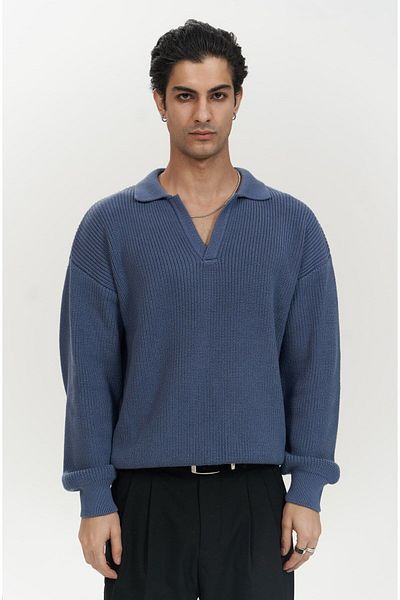 MAİ COLLECTİON Ανδρικό πλεκτό πουλόβερ Magnus Polo Neck Indigo