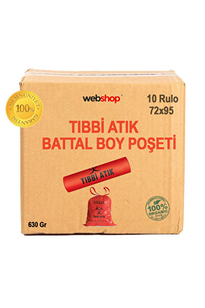 naft 10 Rulo Tıbbi Atık Çöp Poşeti Battal Boy 630 gr (1 KOLİ) 72x95 Çöp Torbası
