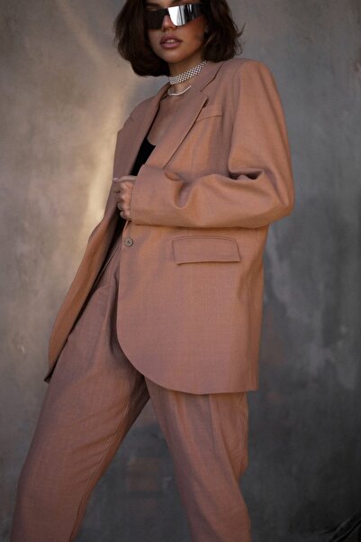 BOHEMAİ Ponte Salmon Linen Blazer Jacket Set