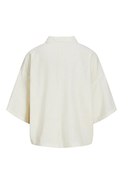 JJXX Women's Jxbreeze Linen Shirt with Lacing Detail 12270942 Ecru