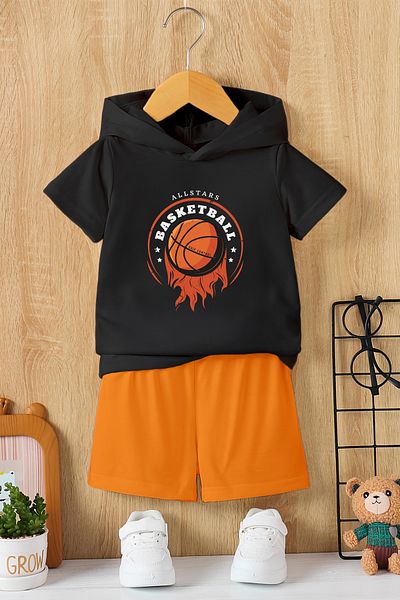 MYADA New Season Hooded All Stars Basketball Printed 2-Piece Children's Set