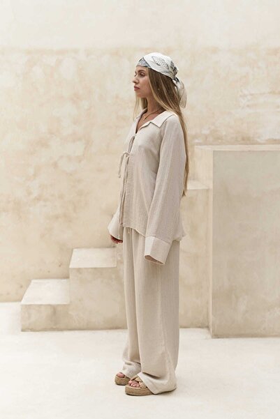 BOHEMAİ Bali gyöngyös természetes muszlin készlet