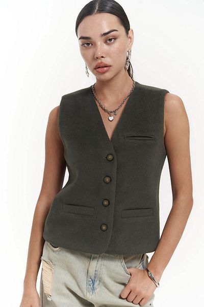 MAİ COLLECTİON Petrol Blue Short Vest - Pace