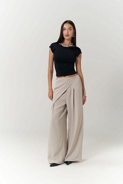 MAİ COLLECTİON Παντελόνι Letty Beige με διπλό στήθος