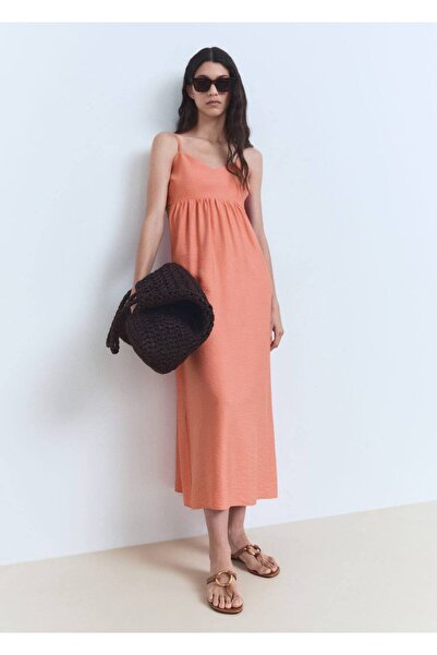 MANGO Woman Cut out detaylı midi elbise