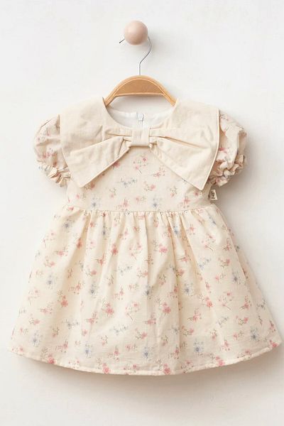 minuma Baby Girl Floral Patterned Linen Dress 9-24 Months