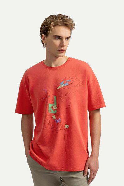 KAFT Unisex Oversize Design T-Shirt - Herl