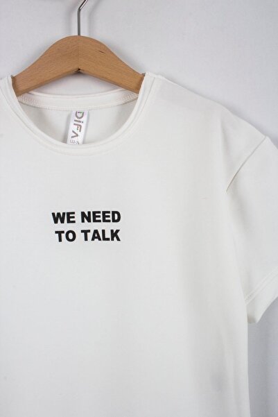 TRENDİMİZBİR Szövegnyomott lány Capri-rövidnadrág felső és alsó szett