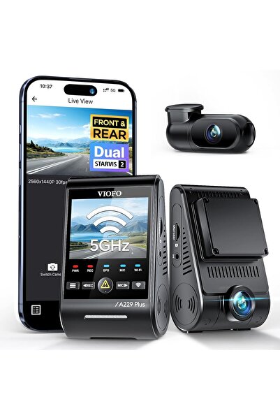 Viofo A229 Plus 2K + 2K Çift STARVIS 2 Dashcam, HDR Ön ve Arka Araba Kamerası