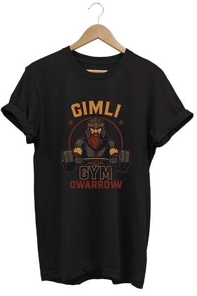 remonz Gimli Gym LOTR Regular Fit 100% βαμβακερό μπλουζάκι με μαλακή υφή με λαιμόκοψη