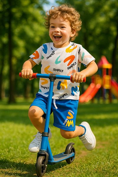 TRENDİMİZBİR Set de pantaloni scurți pentru băieți cu imprimeu text Shapes