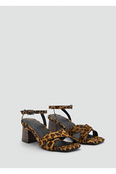 Mango Teen Leopard Print Leather Sandals