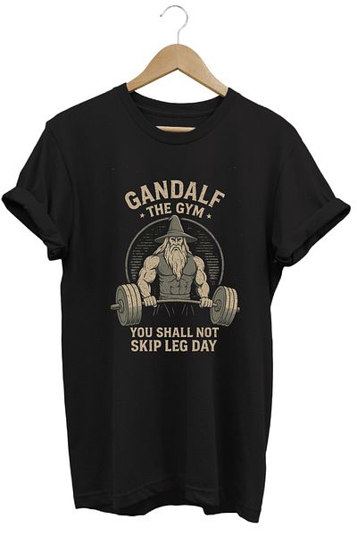 remonz Μπλουζάκι Gandalf Gym LOTR Regular Fit 100% βαμβακερό μαλακό μπλουζάκι με λαιμόκοψη