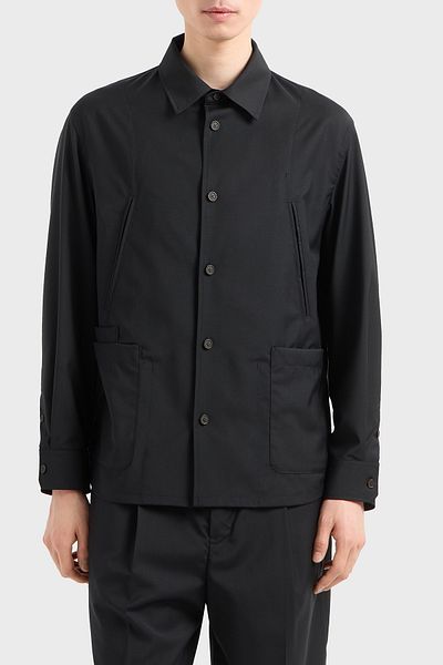 Emporio Armani Lightweight Woolen Regular Fit Long Sleeve Shirt Jacket Men's Shirt Jacket