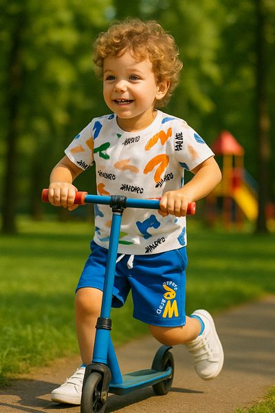 TRENDİMİZBİR Set de pantaloni scurți pentru băieți cu imprimeu text Shapes