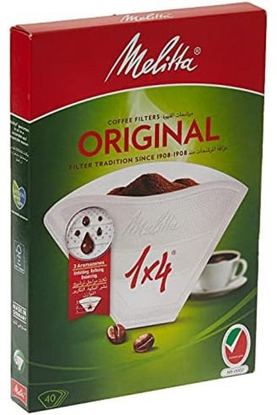 melitta Original 1 x 4 Coffee Filters - Pack of 40 Filters, White