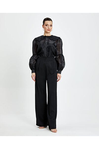 SERPİL Kadın Yaka Detaylı Şifon Gömlek - Modern ve Şık Tasarım - Özel ve Günlük Kullanım için Gömlek