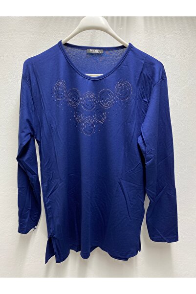 NEZİR بلوزة نسائية من القطن الممشط ذات حجر ذاتي للربيع والصيف من الليكرا