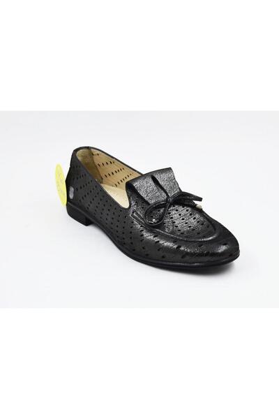 Mammamia Women's Black Silvery Orthopedic Daily Ballerinas 4130
