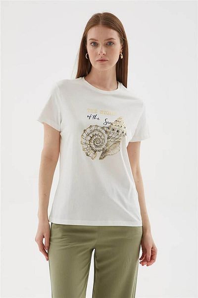 Fashion Friends Printed Ecru Women's T-Shirt 25Y0398K1