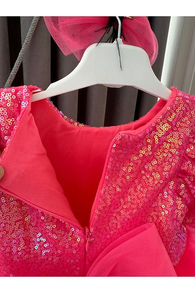 Baby Sequin Sequined Tutu Puffy Birthday April 23 Party Costume Short Balloon Sleeves Evening Dress Girls Kids Dress