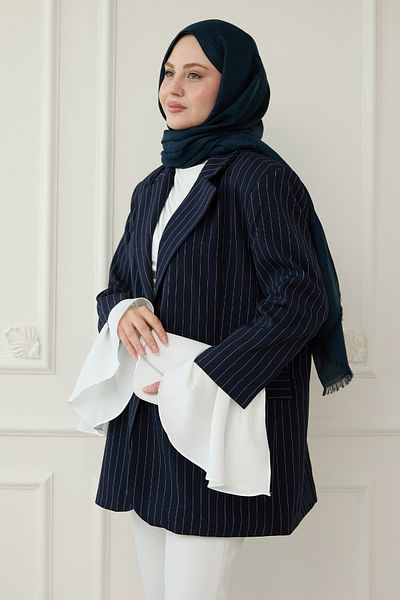 InStyle Μπουφάν με ριγέ μανίκια Navy Blue Blazer